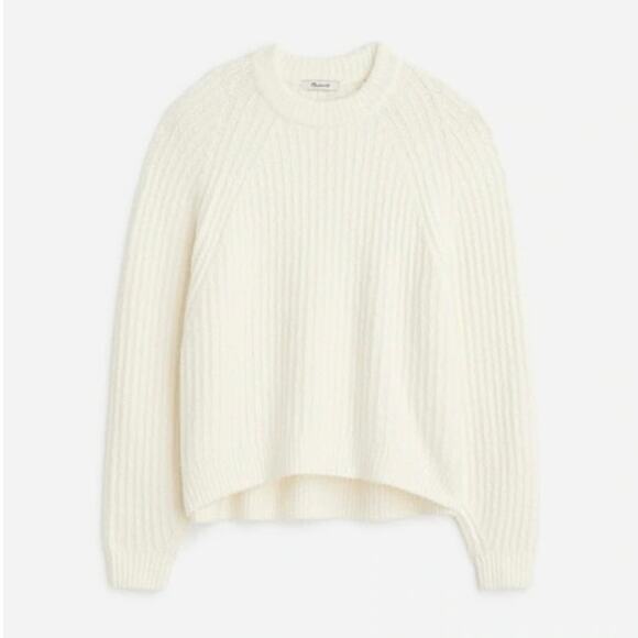 NWT Madewell Ribbed Cotton-Blend Supersoft Stretch Sweater Winter White Size XL - Picture 1 of 8